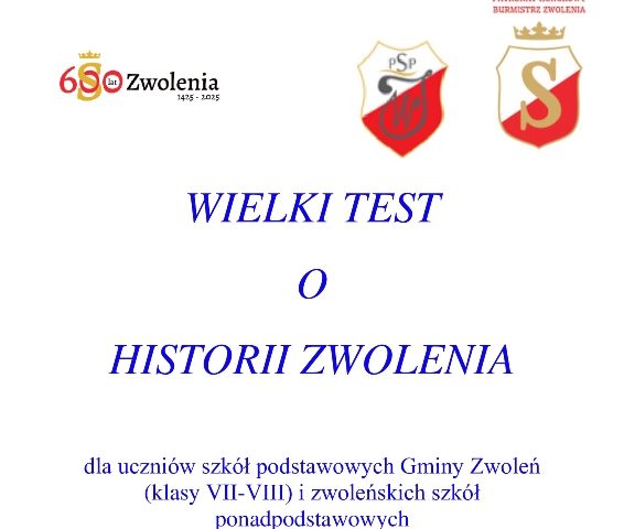 Wielki test o historii Zwolenia